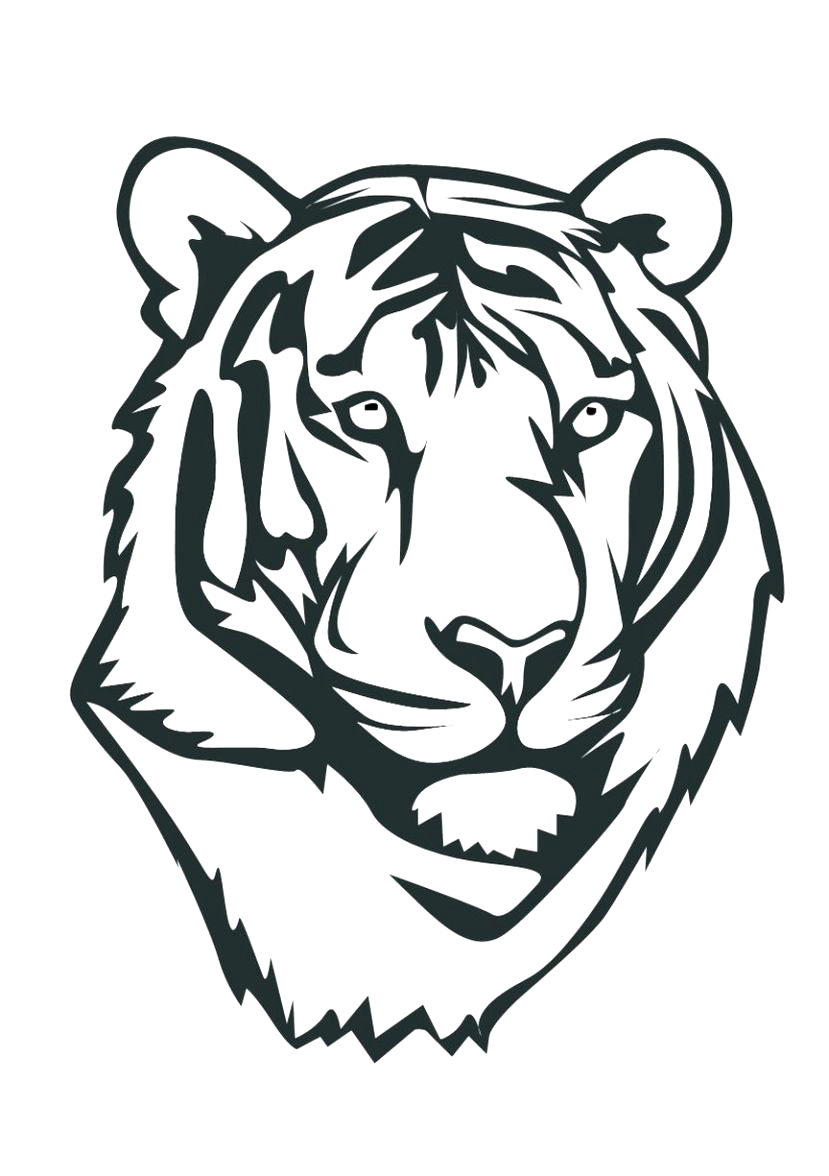 White Tiger Clipart stencil easy