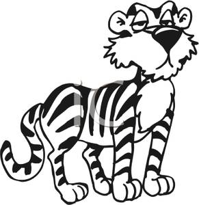 tiger clipart black and white stencil