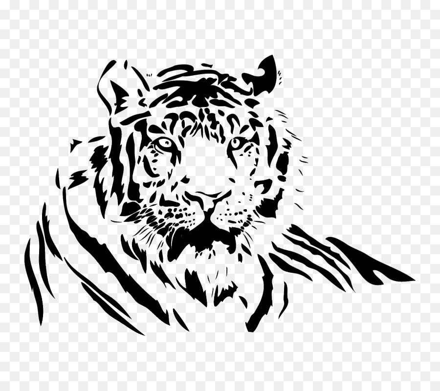 tiger clipart black and white stencil