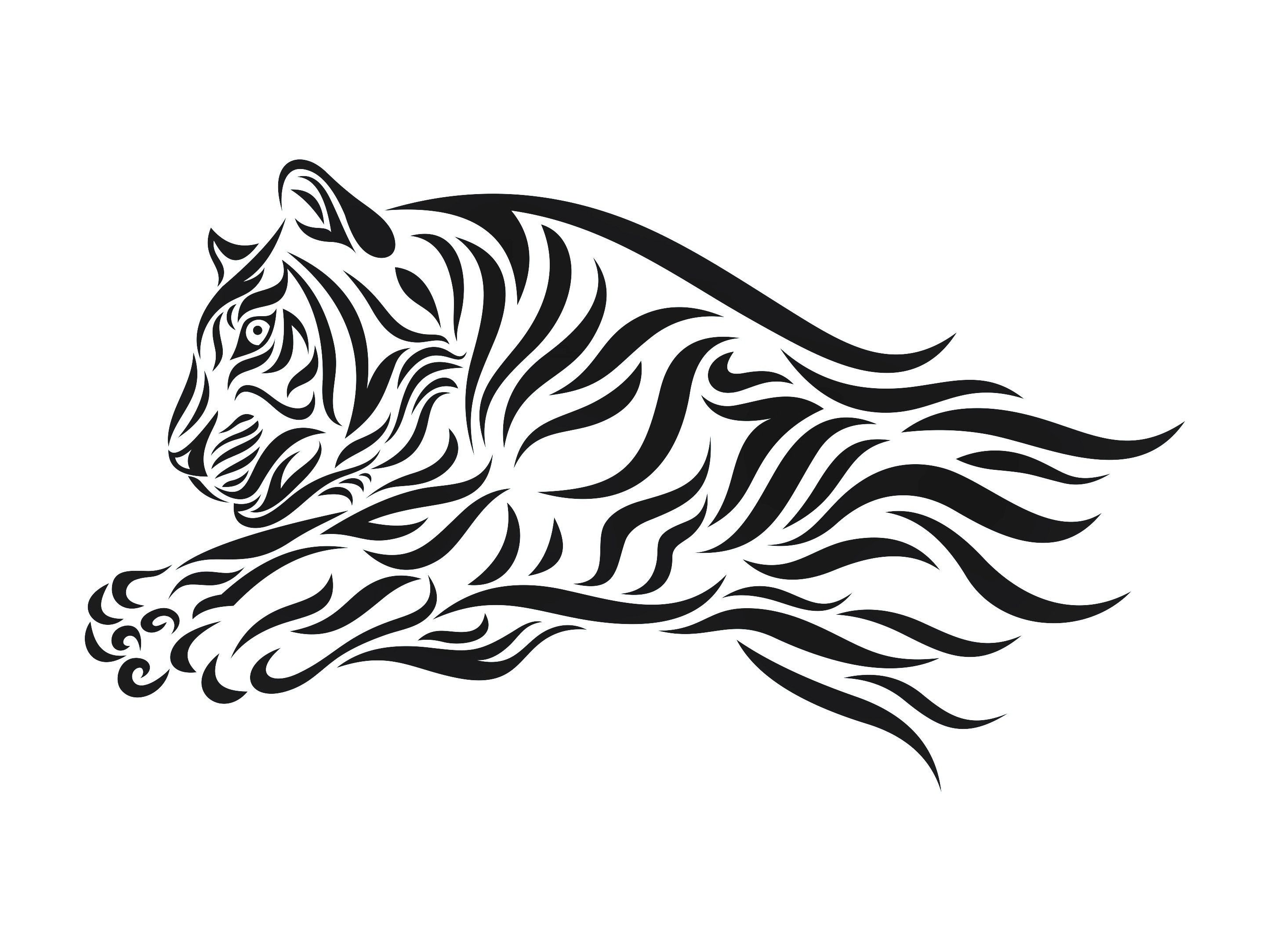 tiger clipart black and white tribal