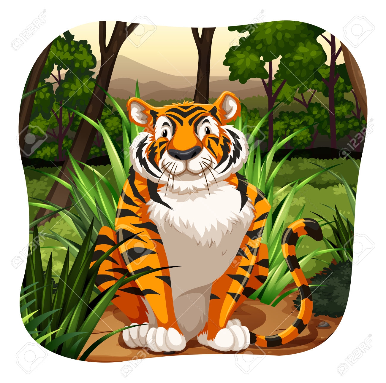 Tiger In Jungle Clipart