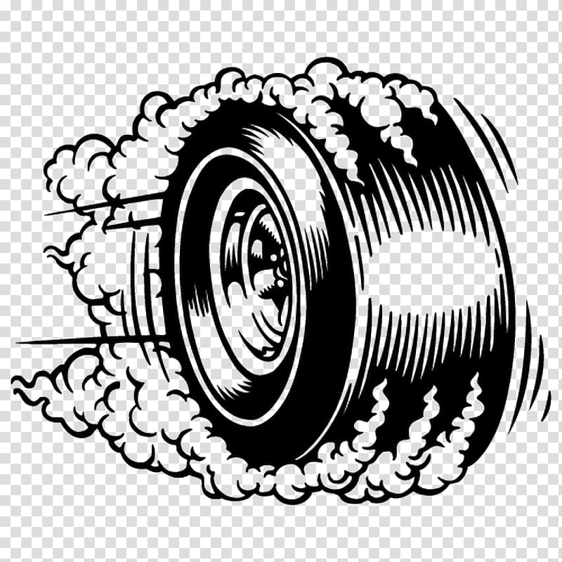 Vehicle tire emitting smoke illustration, Burnout Tire Car