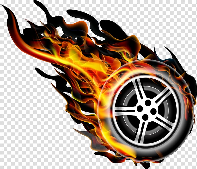Burning wheel illustration, Flame fire wheel transparent