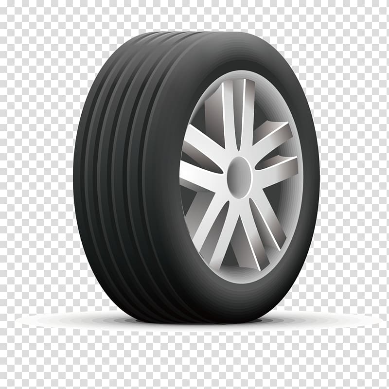 Silver automotive wheel and tire illustration, Car Tire