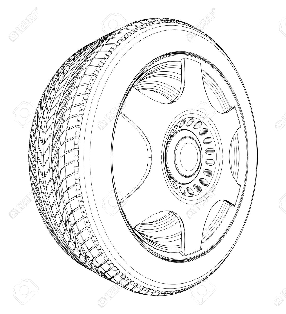 Tire black and white clipart