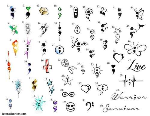 Semicolon tattoo ideas.