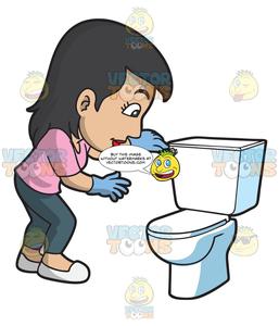 Woman flushing the.