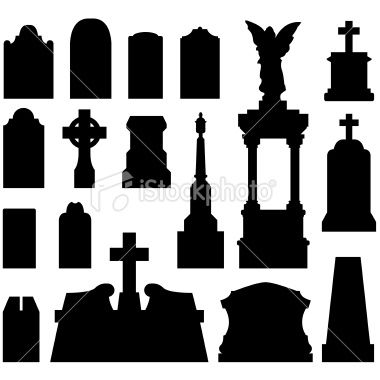 Headstone and gravestones as vector silhouette in