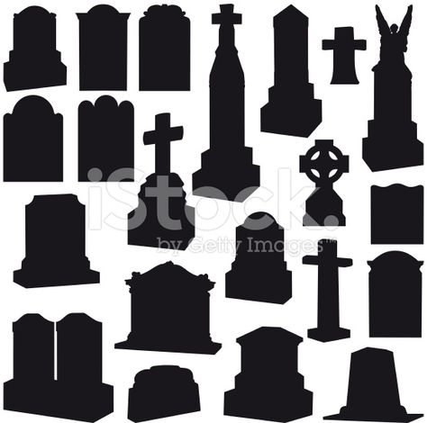 Headstone and gravestones silhouettes, for any kind of