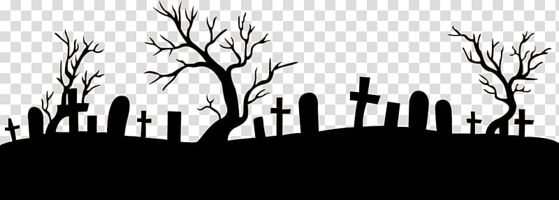 Silhouette of tombstones and trees, Graveyard Footer