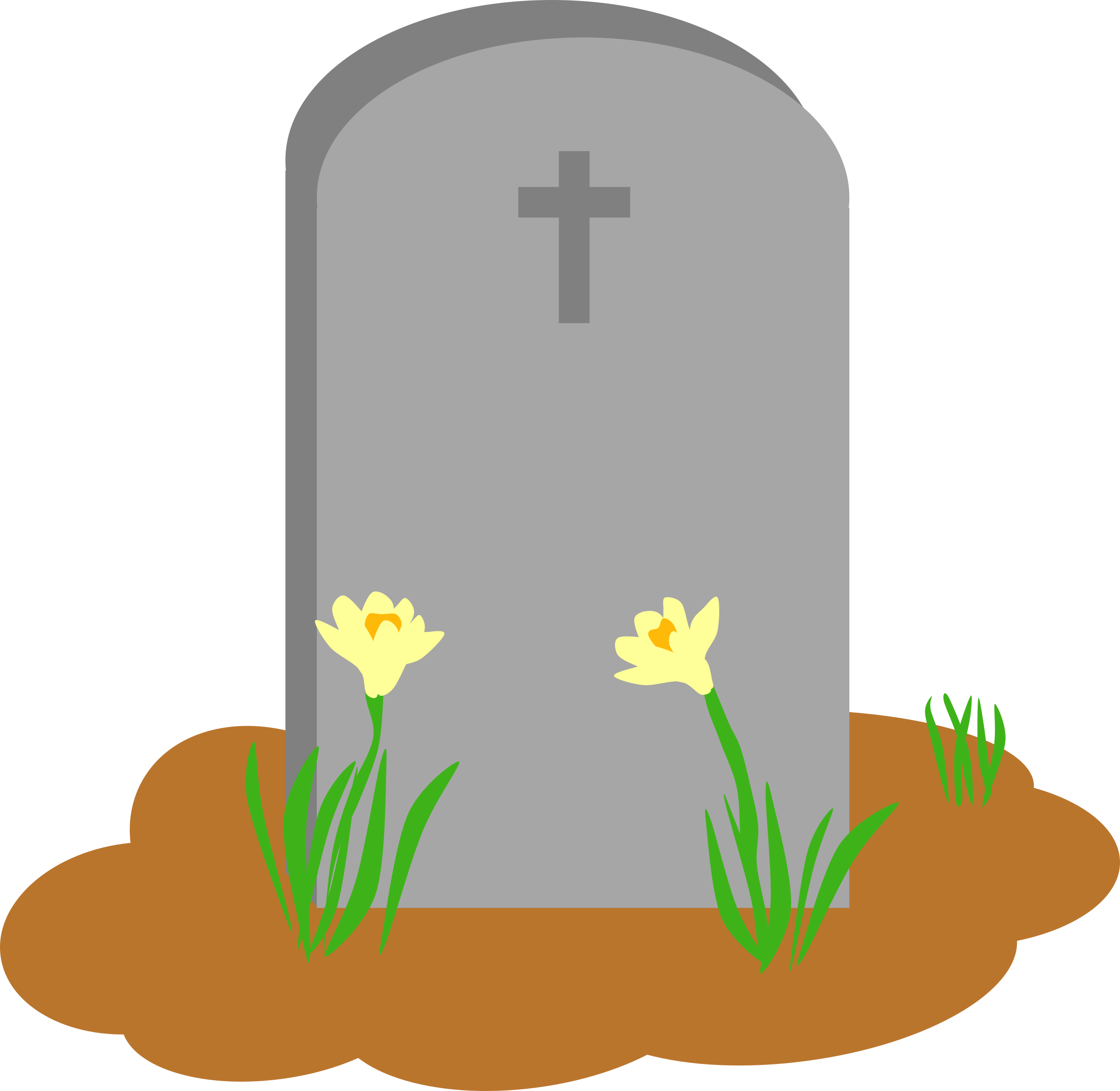 Tombstone and grave.