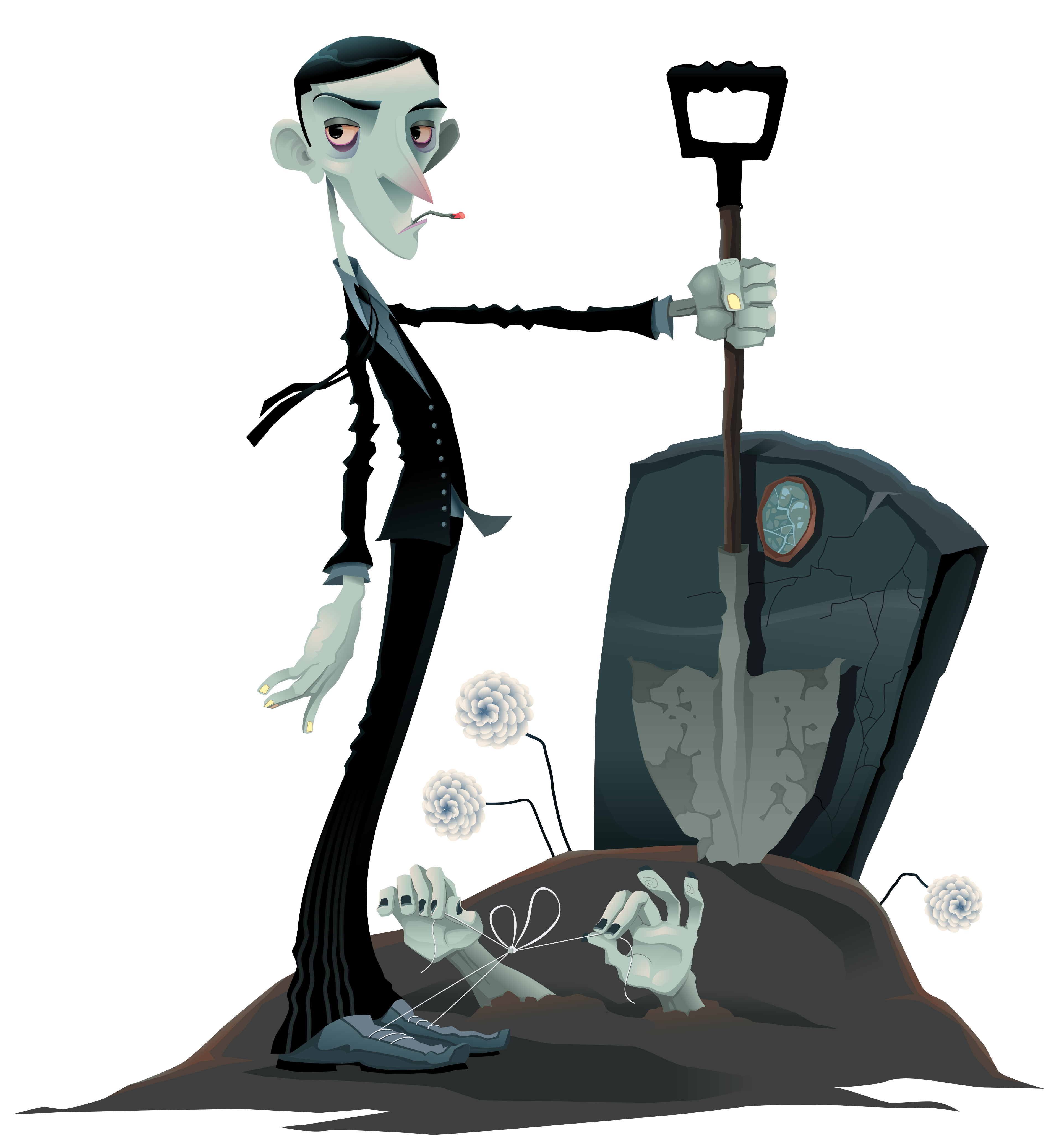 Halloween Zombie and Tombstone PNG Clipart Picture