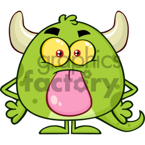 Cute Green Monster Cartoon Emoji Character Sticking Its Tongue Out Vector  Illustration Isolated On White Background clipart