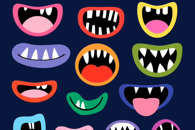 Funny monster mouths.