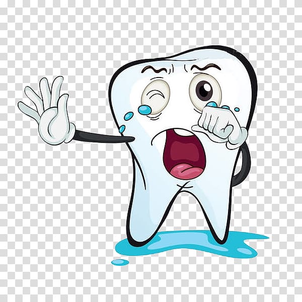 Cartoon tooth crying.