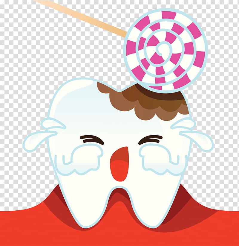 Tooth bump with candy illustration, Tooth decay Tooth
