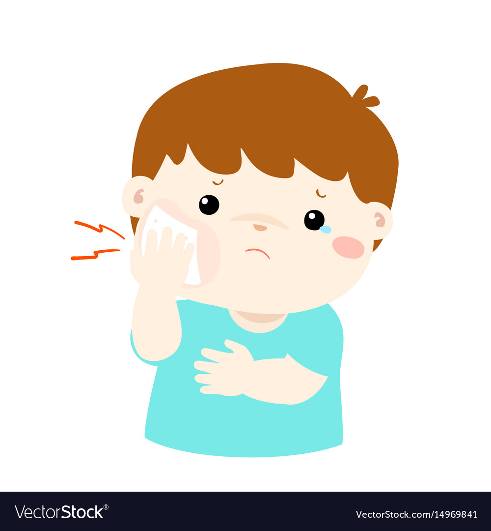 Little boy having toothache cartoon