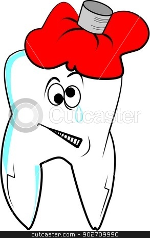 Bad sore tooth with ice bag stock vector