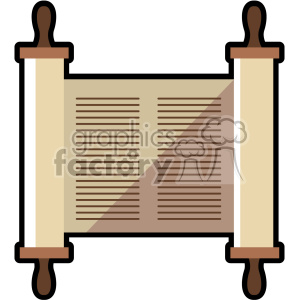 Jewish torah scroll flat vector art icon no background clipart