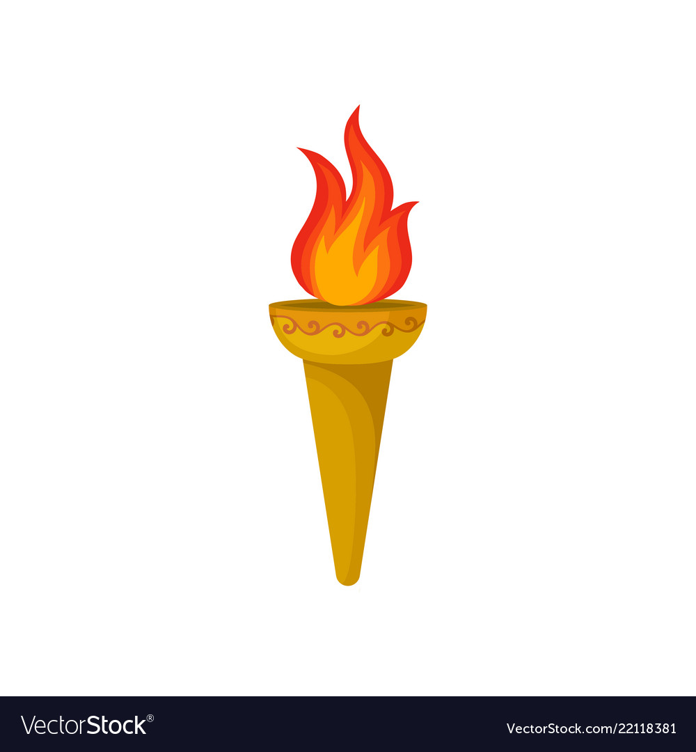 Flat icon of burning torch hot red
