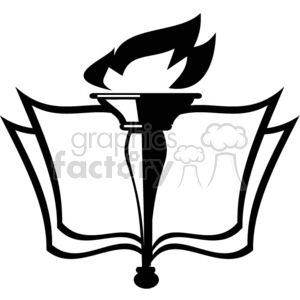 Black and white outline of a running torch clipart