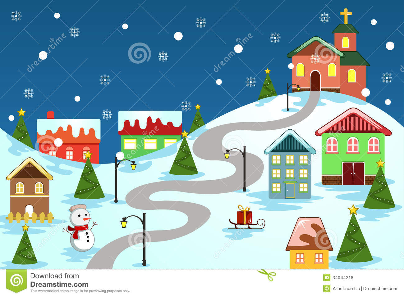 Christmas town clipart