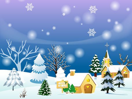 Free Christmas Town Background or Winter Landscapes Clipart