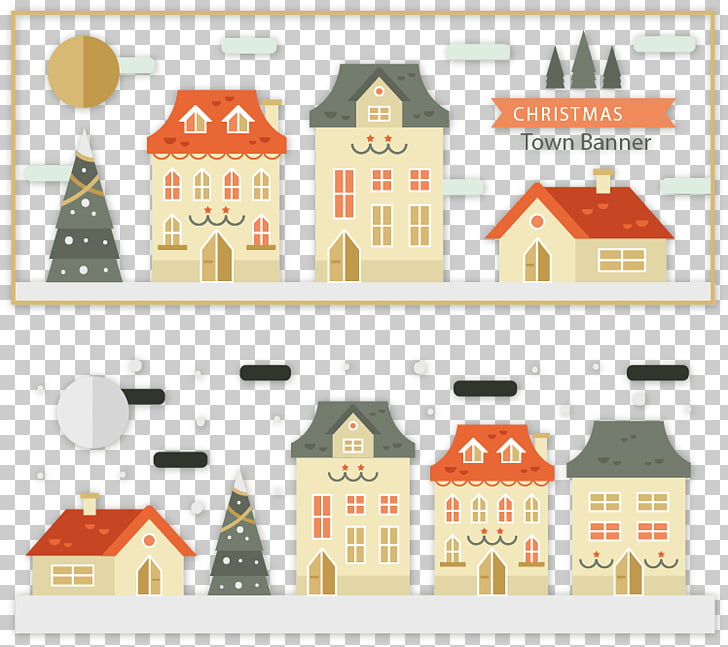 Christmas Euclidean Icon, cute christmas banners town PNG