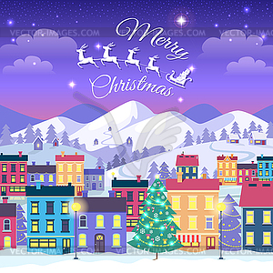 Merry Christmas and Happy New Year, Town in Winter