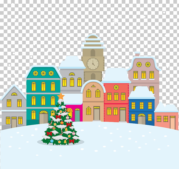 Christmas Santa Claus Euclidean Illustration, Christmas town