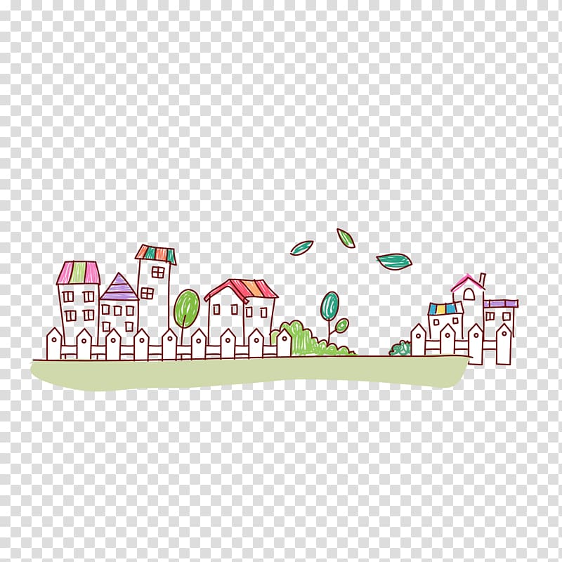 Cartoon simple small town transparent background PNG clipart