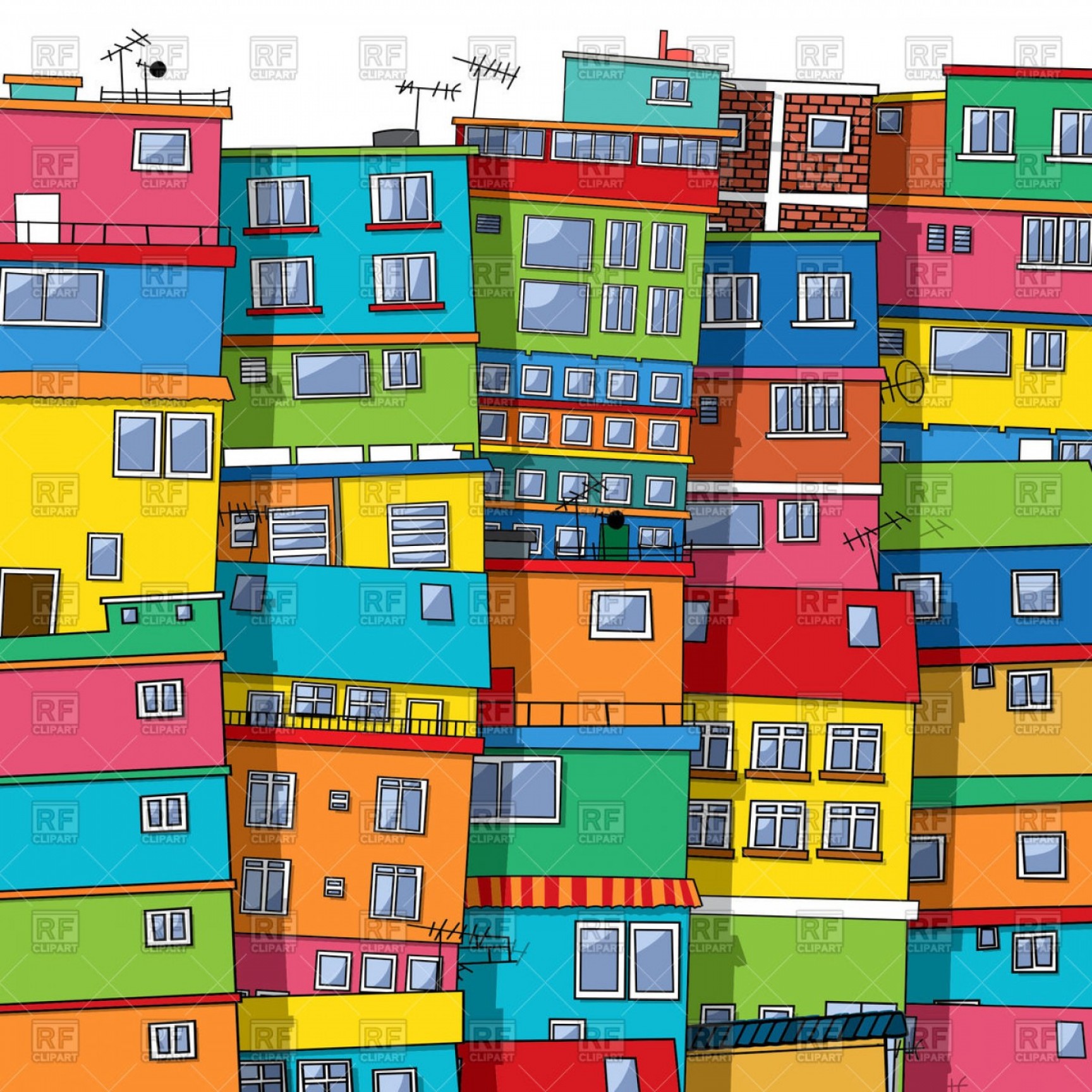 Brazilian Favela Colourful Urban Cityscape Town Vector