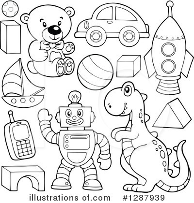 Toys clipart black and white
