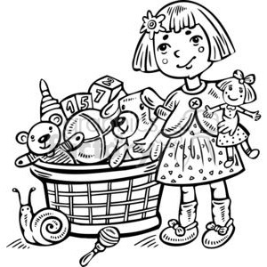 Kids Playing With Toys Clipart Black And White