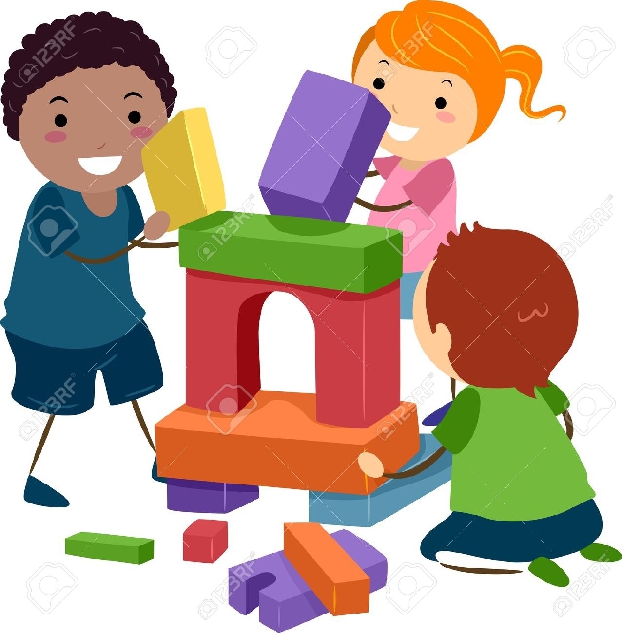 Children Playing With Toys Clipart