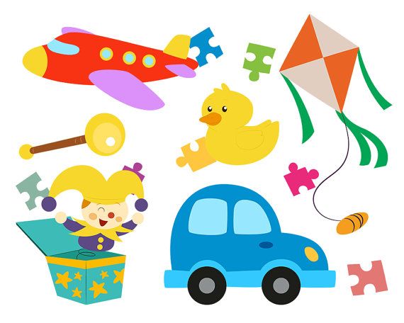 Cute Toys Clipart Illustrations Instant Download by