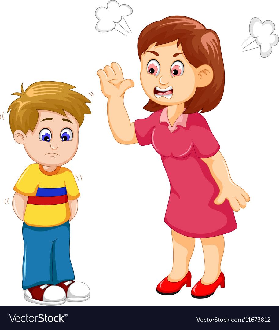 Cartoon Mather scolding her son Royalty Free Vector Image