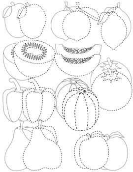 FRUITS AND VEGETABLES TRACING CLIP ART