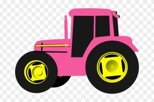 Pink tractor clipart