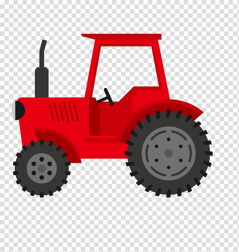 Red tractor illustration.