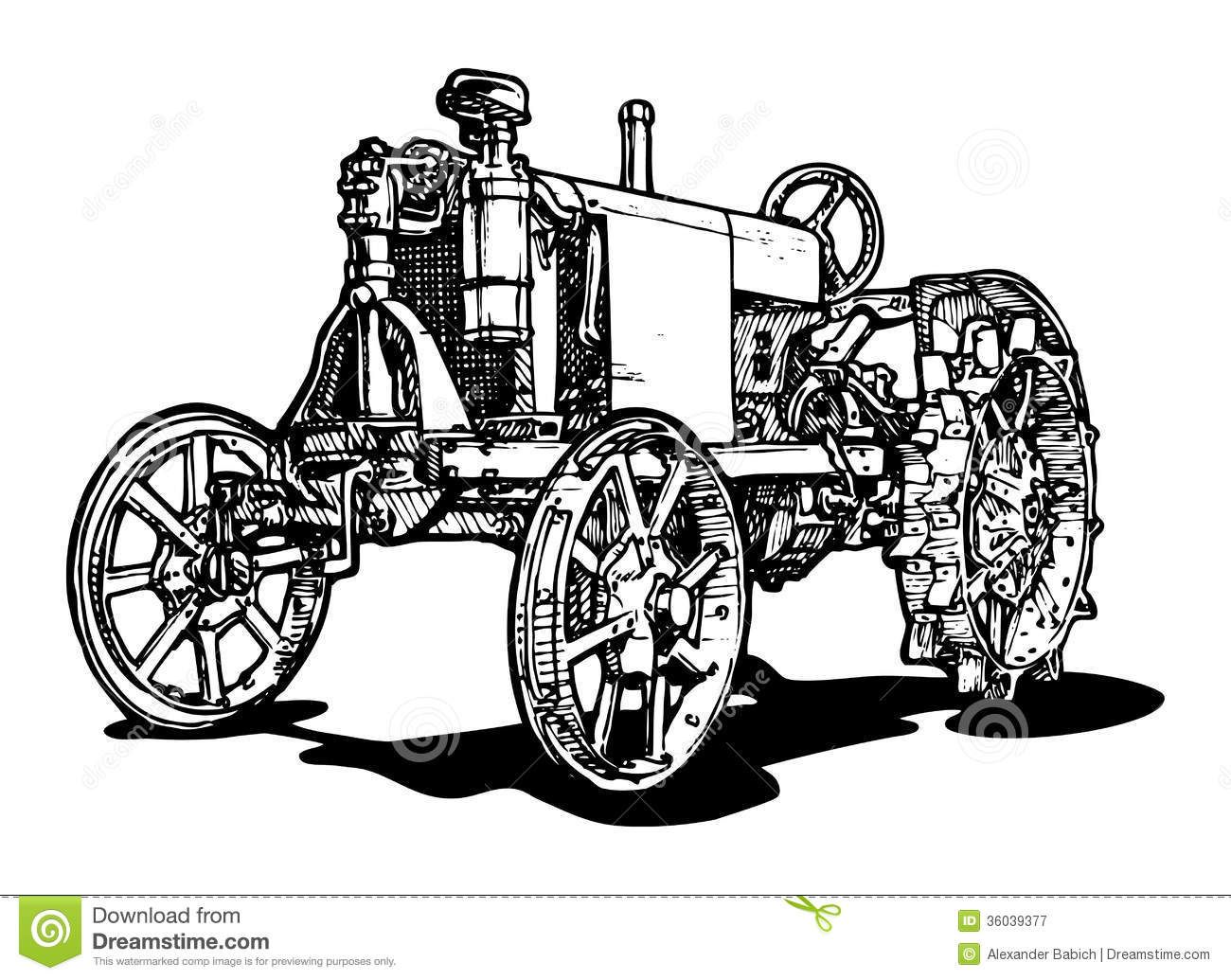 Vintage tractor clipart