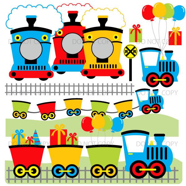 Train clipart, choo choo train clip art, birthday party, all