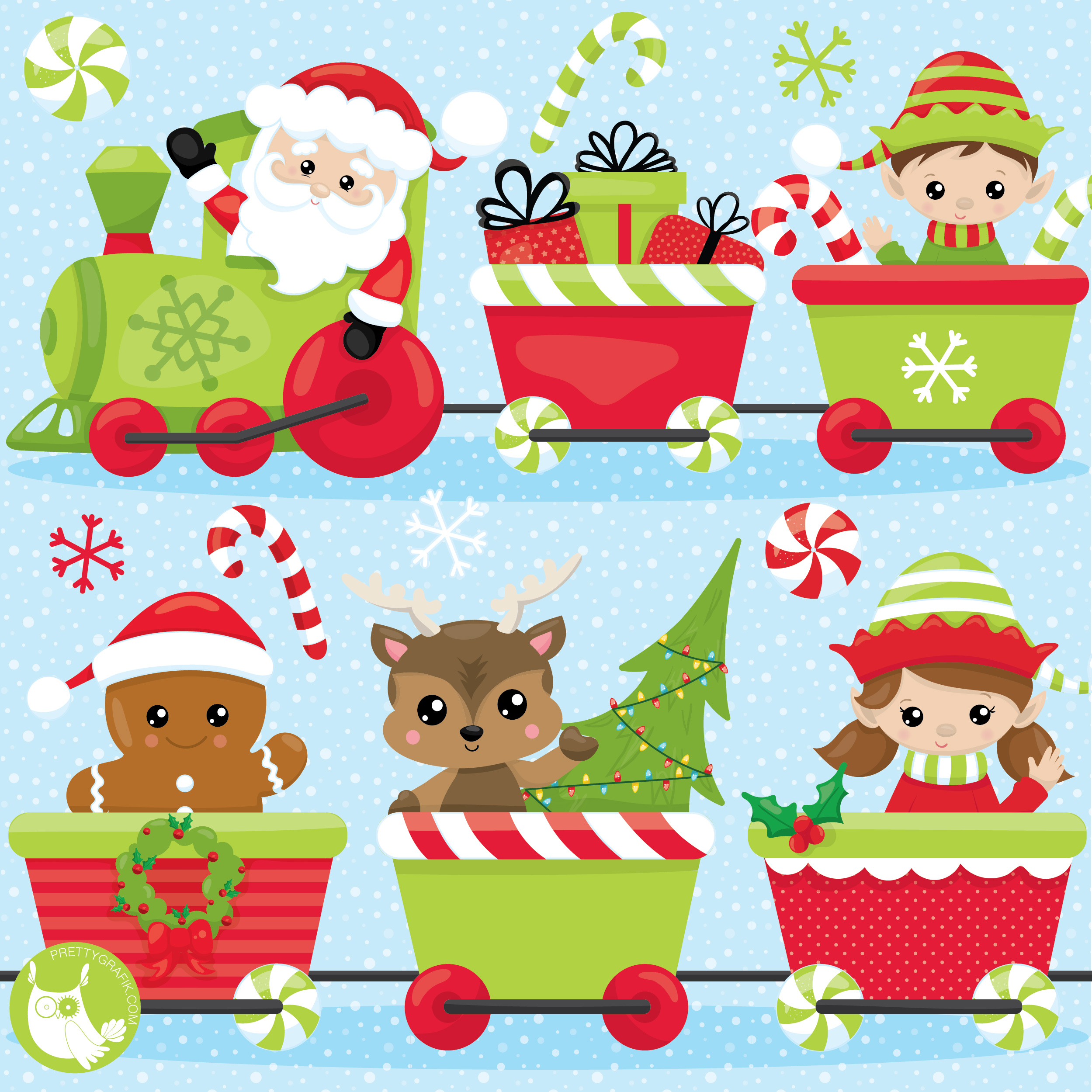 Christmas Party Train Clipart