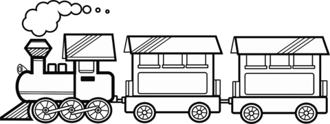 Steam Train with two carriages coloring page