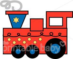 Whimsical red train.