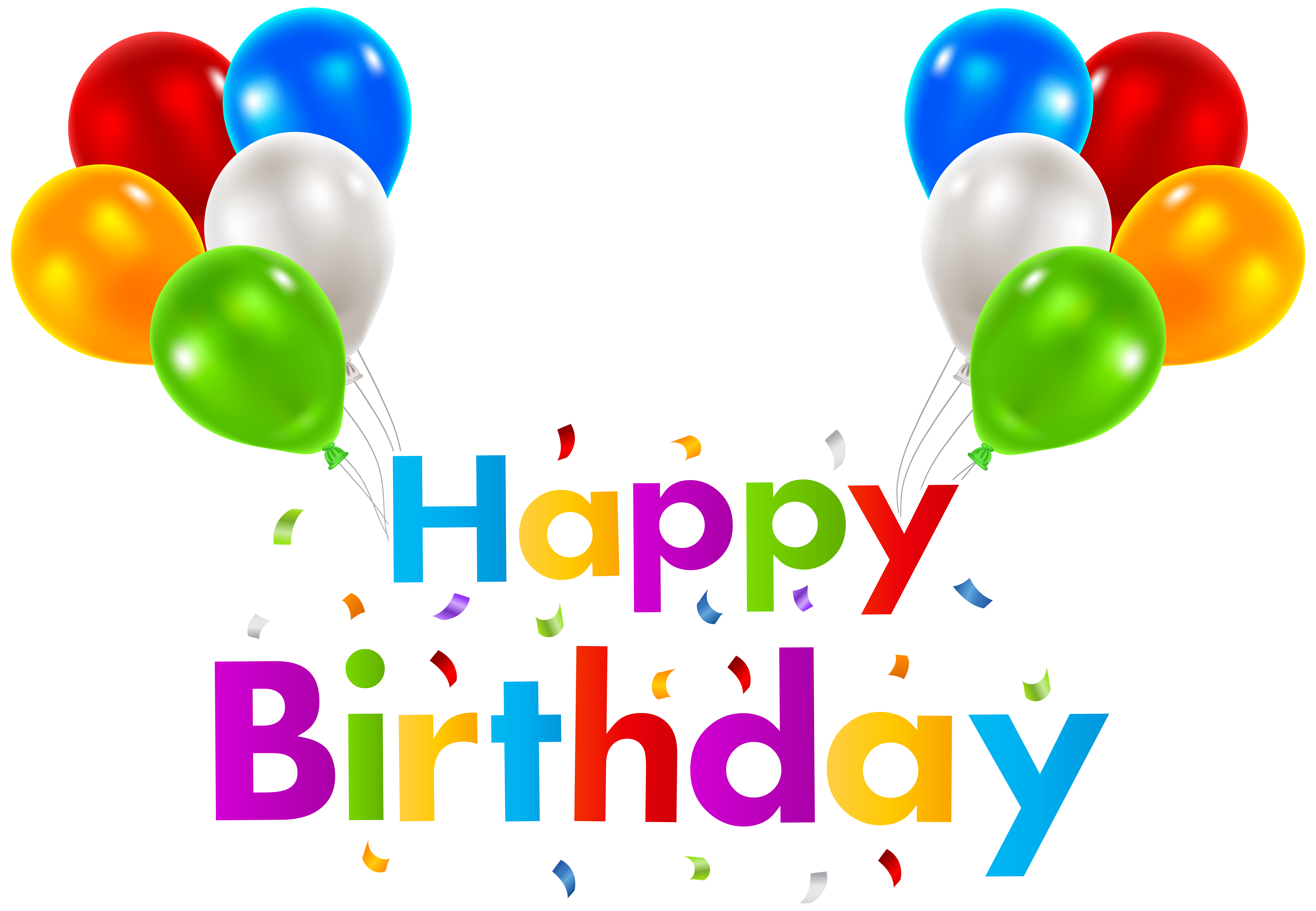 Happy Birthday with Balloons Transparent Clip Art