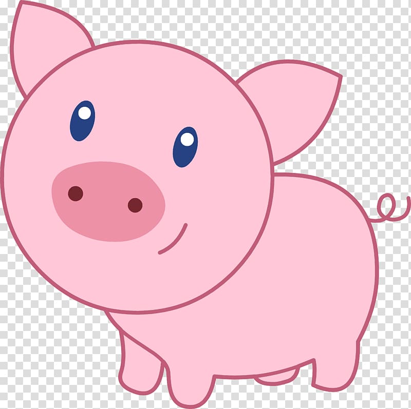 Pink pig illustration, Domestic pig , Cute Pig transparent
