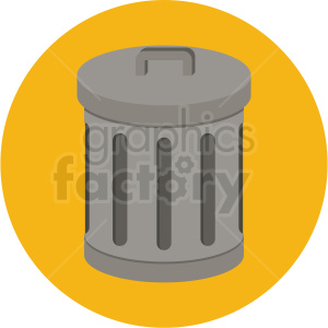 Trash can vector flat icon clipart with circle background
