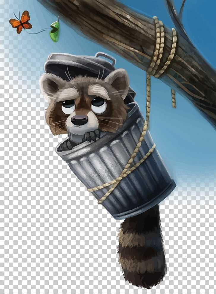 Raccoon Painting Drawing Illustration, The little bear in