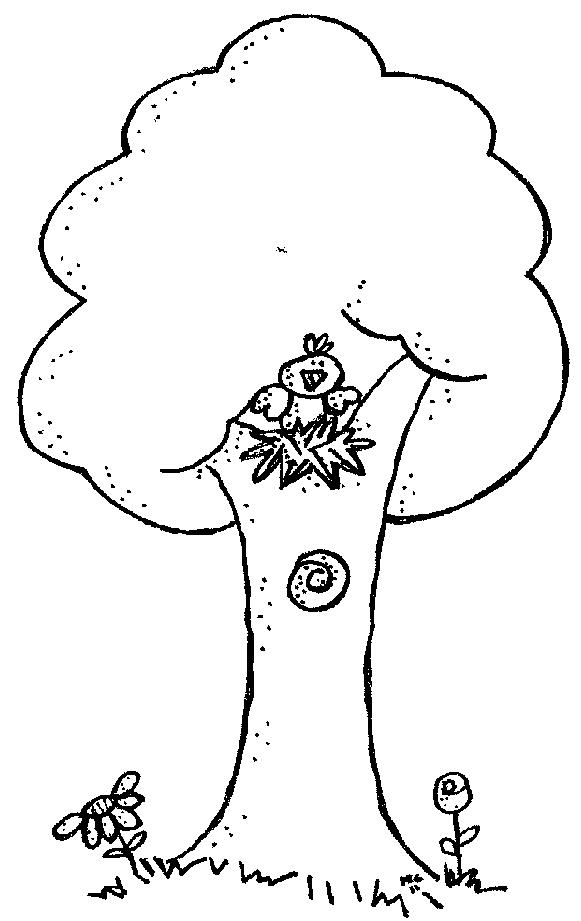 tree black and white clipart cute